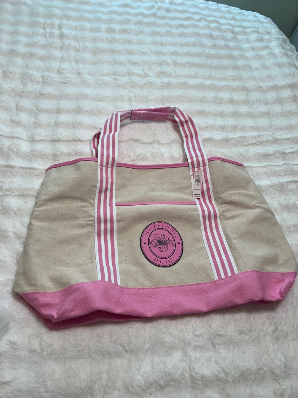 Victoria's Secret Pink & Cream Canvas Tote